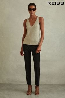 Reiss Black Joanne Regular Slim Fit Tailored Trousers (T74449) | £98