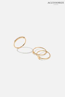 Accessorize Gold-Plated Star Moon Stacking Band Ring Set