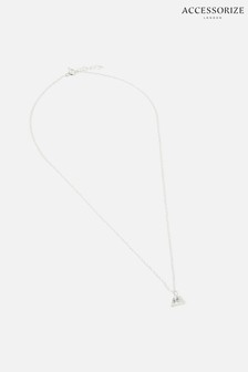 Accessorize Sterling Silver Diamanté Triangle Pendant Necklace