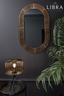 Libra Gold Gold Deco Metal Oval Mirror