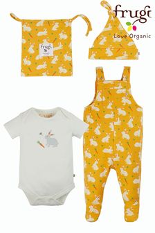 Frugi Yellow Organic Bunny Rabbit Dungaree Gift Set