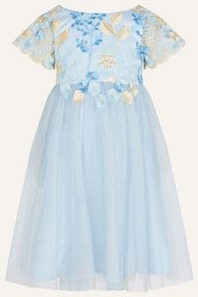 Monsoon Blue Lucia Embroidered Dress