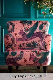 Emma Shipley Coral Pink Dalston Lynx Velvet Chair