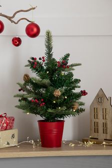 Green Lit Forest Pine Table Top Christmas Tree (T75468) | £25