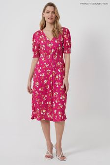 French Connection Shanti Pink Meadow Jersey Pink Tea Midi Dress