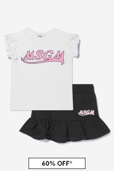 MSGM Baby Girls Cotton T-Shirt And Skirt Set in White