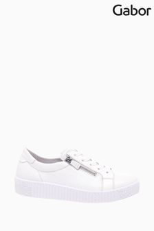 Gabor Womens White Wisdom Leather Casual Shoes
