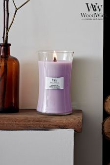 Woodwick Purple Large Hourglass Lavender Spa Scented Candle