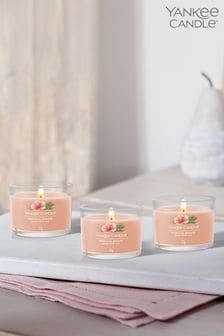 Yankee Candle Set of 3 Orange Filled Votive Tropical Breeze Candles