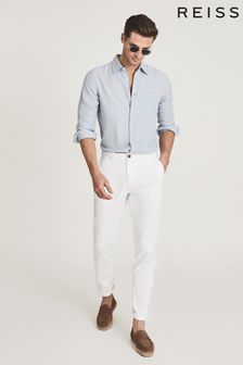Reiss White Pitch Washed Slim Fit Chinos (T76236) | £78