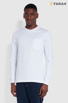 Farah Weymouth White Long Sleeve Pocket T-Shirt