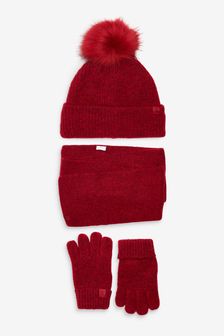 Red JuzsportsShops Hat, Gloves And Scarf (3-16yrs) (T76666) | £17 - £20
