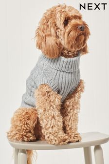 Grey Cable Knit Dog Jumper (T76703) | £18