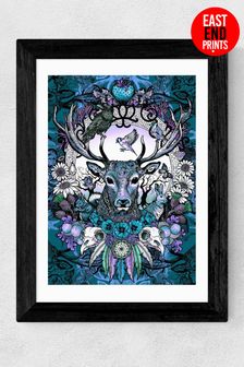 East End Prints Blue Stag by Becca Who