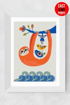 East End Prints Orange Sloth By Rachel Lee