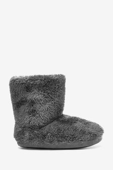 Grey Towelling Warm Lined Slipper Boots (T77549) | £12 - £15