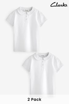 Clarks Girls School Short Sleeve Polo Shirts 2 Pack