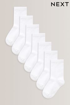 White 7 Pack Cotton Rich Socks (T77755) | £9 - £11