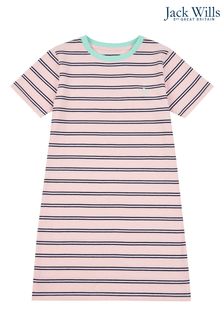 Jack Wills Pink Stripe Jersey Dress
