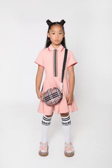 Burberry Kids Girls Cotton Icon Stripe Dress in Pink