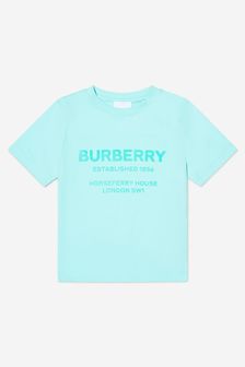 Burberry Kids Boys Cotton Jersey Logo T-Shirt in Blue