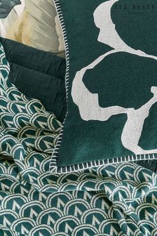 Ted Baker Green Wave Geo BCI Cotton Jacquard Knit Throw