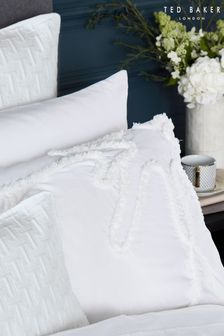 Ted Baker White Magnolia Tufted 180 Thread Count Cotton Percale Pillowcase