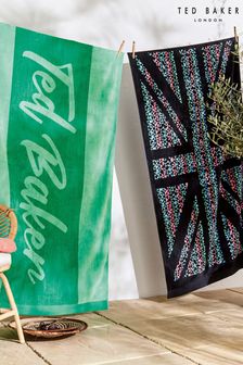 Ted Baker Green Branded Combed Cotton Beach Towel