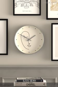 Jones Clocks Silver Silver Olivia Minimal Line Art Wall Clock