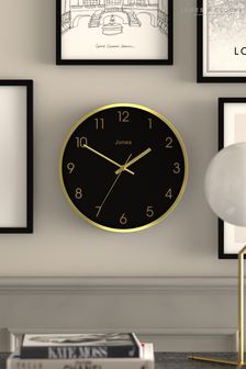 Jones Clocks Gold Black Dial Wall Clock