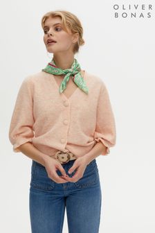 Oliver Bonas Pink Cute Button Through Peach Knitted Top
