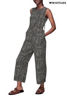 Whistles Josie Spotted Check Black Jumpsuit