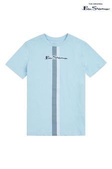 Ben Sherman Blue Center Barcode Slub T-Shirt