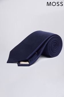 Moss Bros Navy Blue Natte Silk Tie