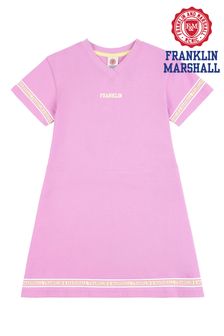 Franklin & Marshall Pink Varsity Stripe Cheerleader T-Shirt Dress