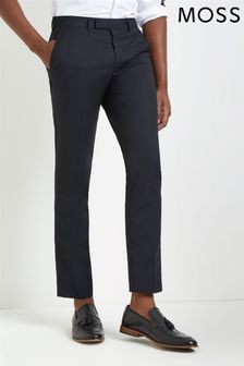 Moss Bros Slim Fit Navy Blue Stretch Trousers