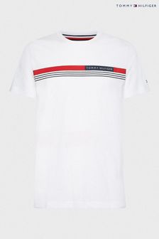 Tommy Hilfiger White Big And Tall Corporate Logo T-Shirt