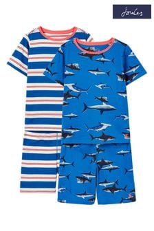 Joules Blue Dreamer Short Sleeve Pyjamas 2 Pack