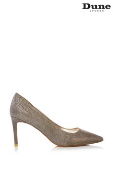 Dune London Metallic Gold Abbigail Pointed Toe Mid Heel Court Shoes