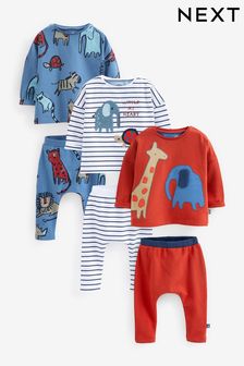 Navy/Red Animal Baby 6 Pack T-Shirts And Leggings Set (T81060) | £29 - £31