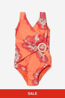 Mini Rodini Girls Red Flower Print UV Swimsuit