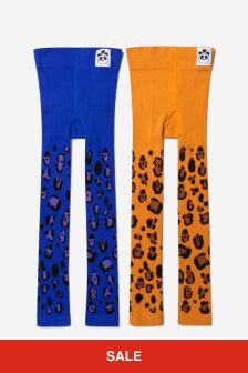 Mini Rodini Girls Organic Cotton Leopard Leggings 2 Pack in Multi
