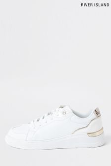 River Island White Lace-Up Plimsole Shoes