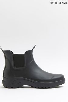 River Island Black Low Moulded Wellies