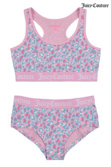Juicy Couture Pink Leopard Crop Top And Hipster Briefs Set