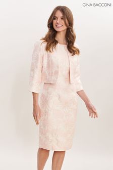 Gina Bacconi Pink Emeline Jacquard Sheath Dress (T82068) | £350