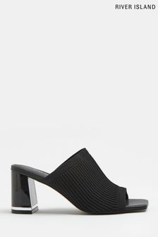 River Island Womens Black Knitted Mules
