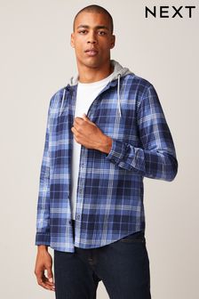 Blue Hooded Check Shirt (T82822) | £32