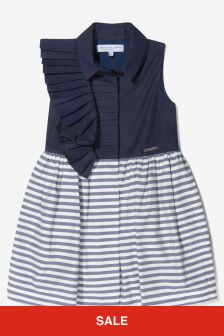 Jessie And James Girls Cotton Pleated Frill Striped Dress