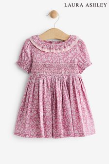 Laura Ashley Pink Embroidered Smock Collar Prom Dress (T83220) | £28 - £30